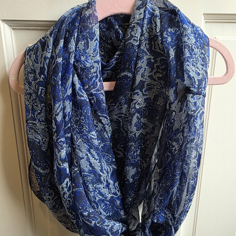 Charming Charlie Blue Floral Infinity Scarf